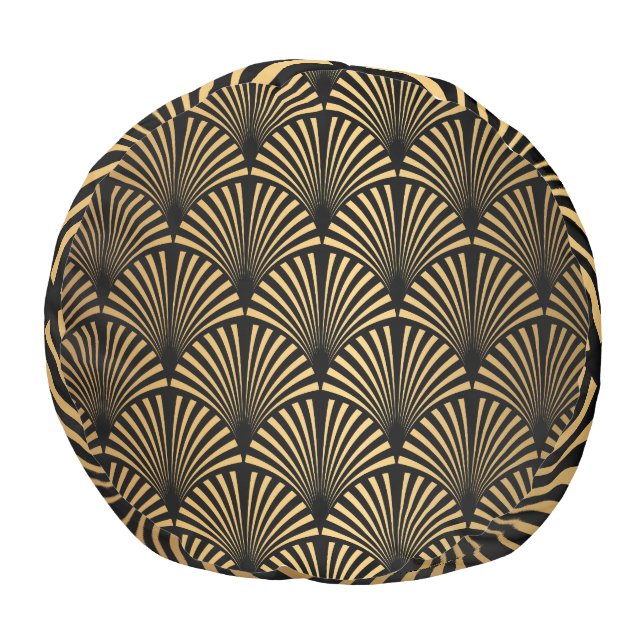 Art Deco: Black Gold Scales. Pouf (Bottom)