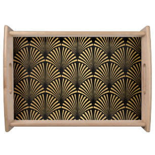 Art Deco: Black Gold Scales. Serving Tray