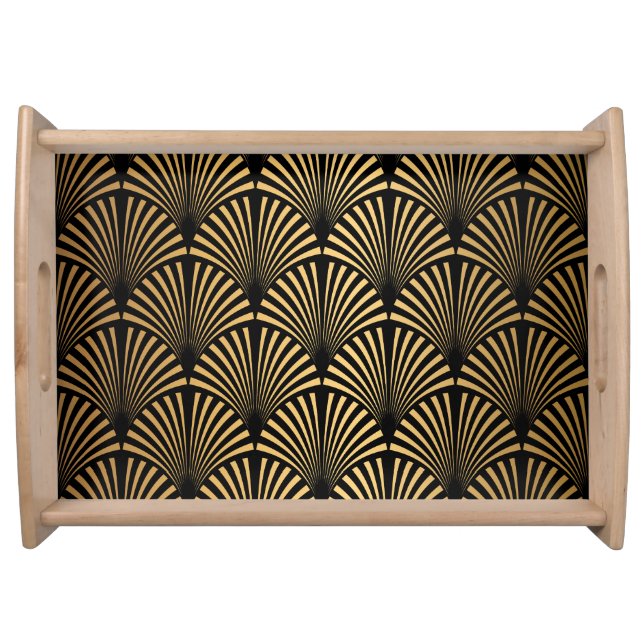 Art Deco: Black Gold Scales. Serving Tray (Front)