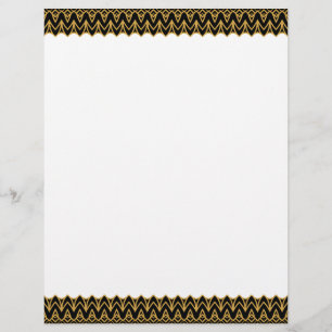 Art Deco Black & Gold Scalloped Borders Stationery