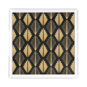Art Deco Black Gold: Seamless Acrylic Tray