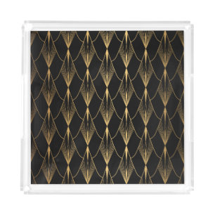 Art Deco: Black Gold Seamless Luxury Acrylic Tray