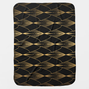 Art Deco: Black Gold Seamless Luxury Baby Blanket