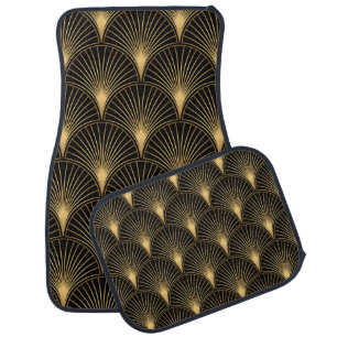 Art Deco Black Gold: Seamless Luxury Car Floor Mat