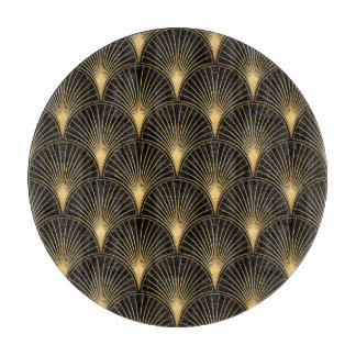 Art Deco Black Gold: Seamless Luxury Cutting Board