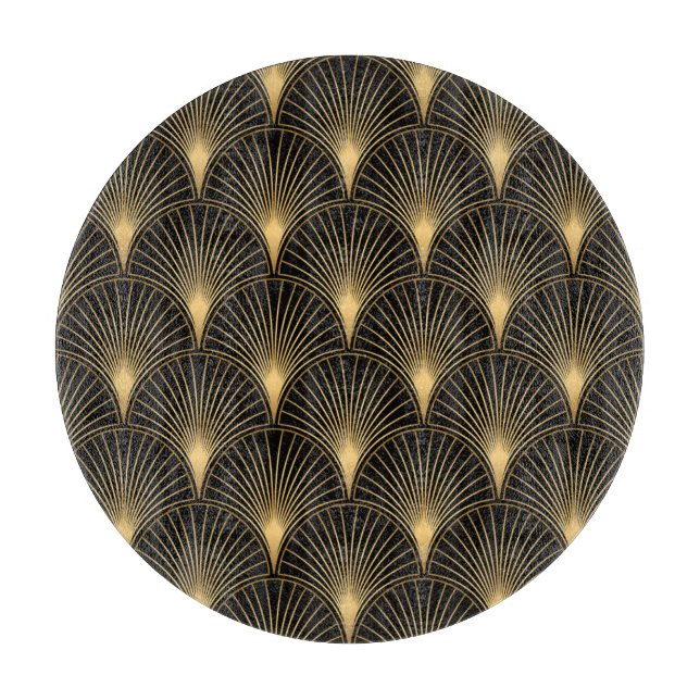 Art Deco Black Gold: Seamless Luxury Cutting Board (Front)
