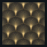 Art Deco Black Gold: Seamless Luxury Faux Canvas Print<br><div class="desc">Art Deco Pattern. Seamless black and gold background. Metallic shells or scales lace ornament. Minimalistic geometric design. Vintage lines. 1920-30s motifs. Luxury vintage illustration Art Deco Luxury: Black and Gold Vintage Elegance. Dive into the elegance of an Art Deco masterpiece. art, deco, pattern, ornament, background, illustration, texture, decor, vintage, gold,...</div>