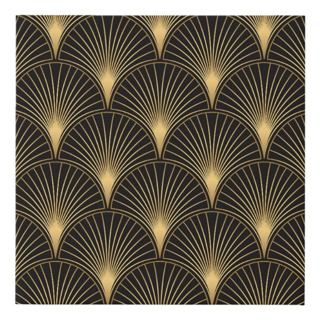 Art Deco Black Gold: Seamless Luxury Faux Canvas Print (Front)