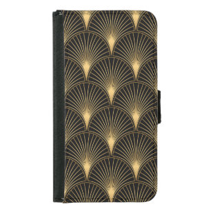 Art Deco Black Gold: Seamless Luxury Samsung Galaxy S5 Wallet Case