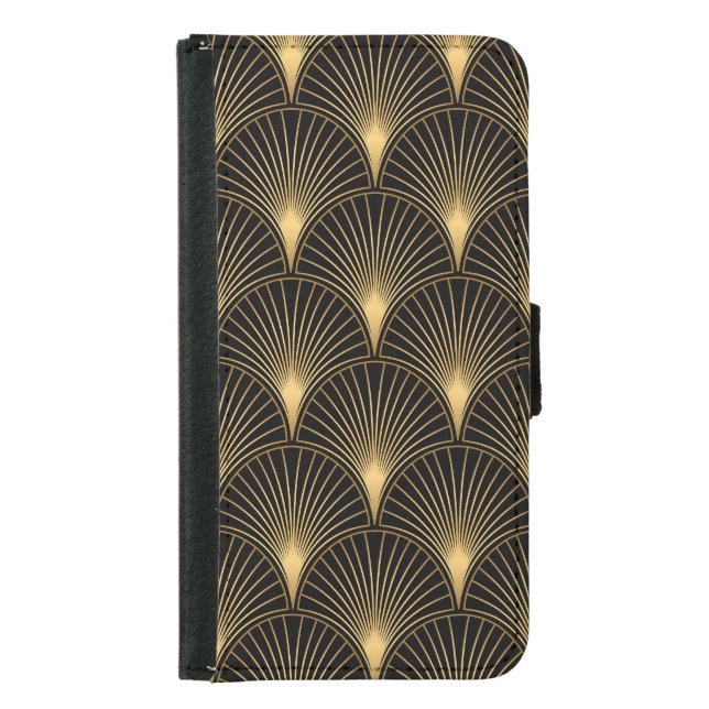 Art Deco Black Gold: Seamless Luxury Samsung Galaxy Wallet Case (Front)
