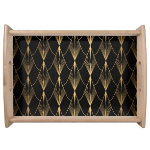 Art Deco: Black Gold Seamless Luxury Serving Tray