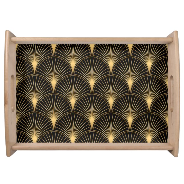 Art Deco Black Gold: Seamless Luxury Serving Tray (Front)