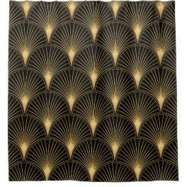 Art Deco Black Gold: Seamless Luxury Shower Curtain