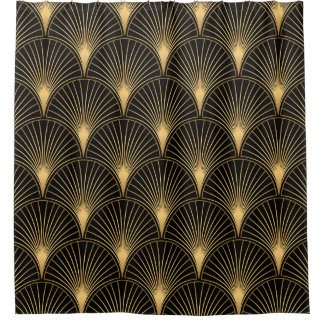 Art Deco Black Gold: Seamless Luxury Shower Curtain