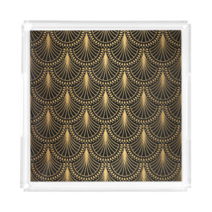 Art Deco, black gold, seamless pattern. Acrylic Tray