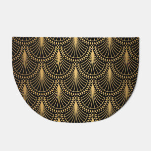 Art Deco, black gold, seamless pattern. Doormat