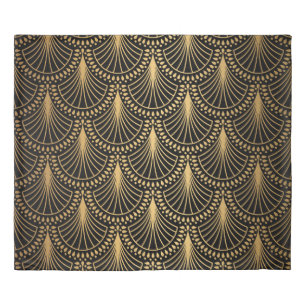 Art Deco, black gold, seamless pattern. Duvet Cover