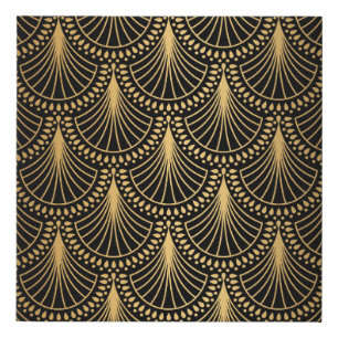 Art Deco, black gold, seamless pattern. Faux Canvas Print