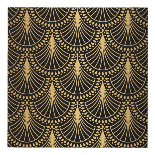 Art Deco, black gold, seamless pattern. Faux Canvas Print (Front)