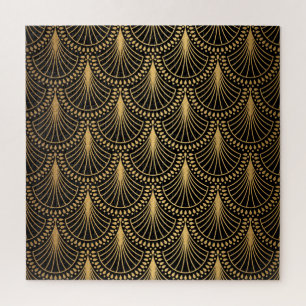 Art Deco, black gold, seamless pattern. Jigsaw Puzzle