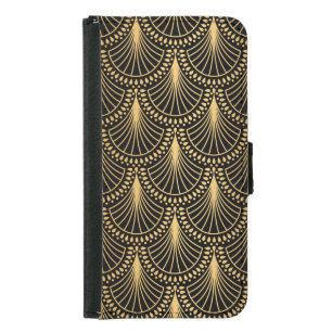 Art Deco, black gold, seamless pattern. Samsung Galaxy S5 Wallet Case