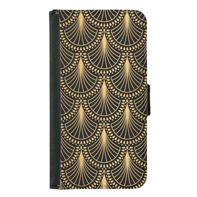 Art Deco, black gold, seamless pattern. Samsung Galaxy Wallet Case (Front)