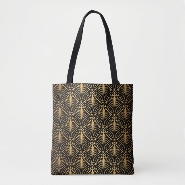 Art Deco, black gold, seamless pattern. Tote Bag (Front)