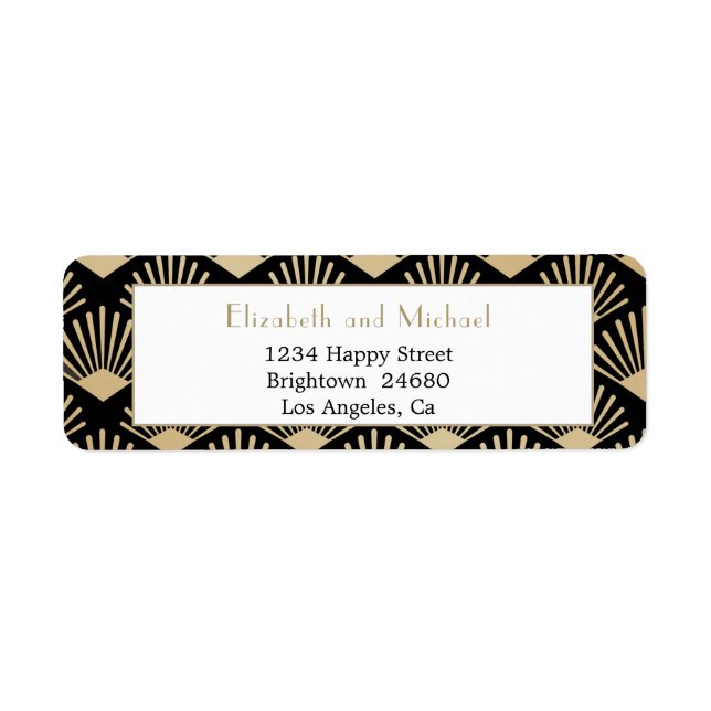 Art Deco Black Gold Vintage  Gatsby  Wedding Label (Front)