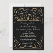 Art Deco Black & Gold Wedding Invitation (Front)