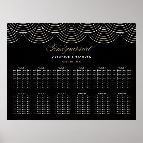 Art Deco Black Gold Wedding Seating Chart