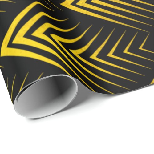 Art Deco Black Gold Yellow Scales Geometry Wrapping Paper
