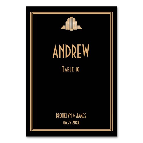 Art Deco Black Great Gatsby Wedding Table Cards