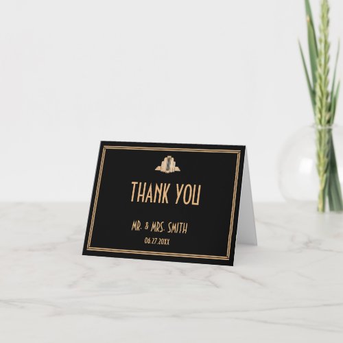 Art Deco Black Great Gatsby Wedding Thank You Card