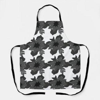Art Deco Black Grey Abstract Floral Pattern