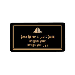Art Deco Black Grey Great Gatsby Address Labels