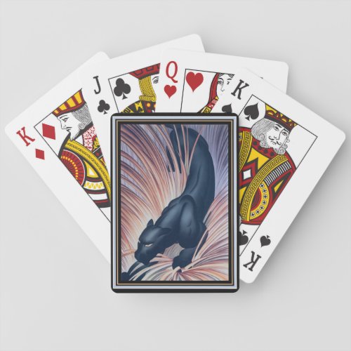 Art Deco Black Panther Poker Cards