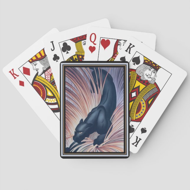 Art Deco Black Panther Poker Cards (Back)