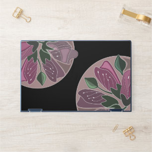 Art Deco Black, Pink and Pastel Purple Floral HP Laptop Skin