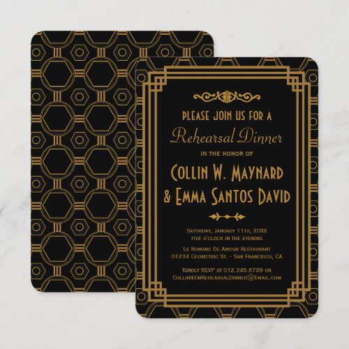 Art Deco Rehearsal Dinner Invitations