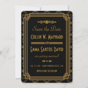 Art Deco Black Save The Dates Save The Date
