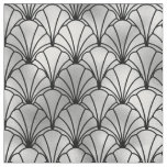 Art Deco Black Silver Fan Shell Fabric