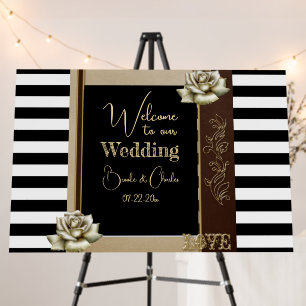 Art Deco Black Stripes Soft Colored Roses Wedding Foam Board