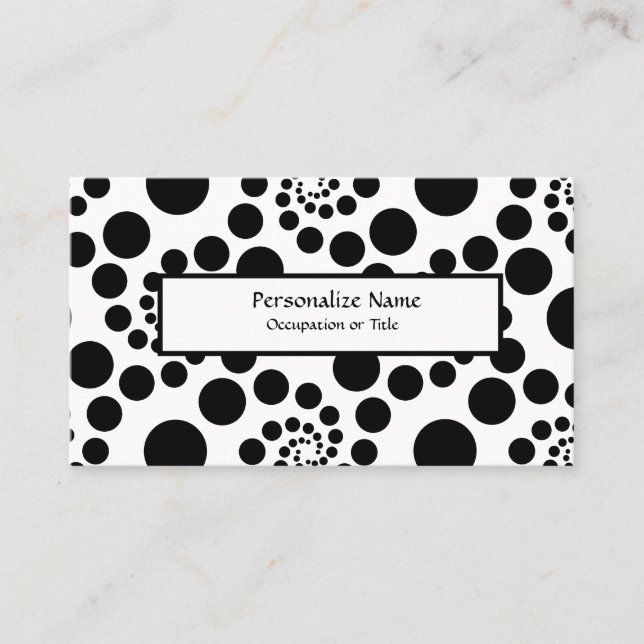 Art Deco Black Swirling Dots Modern & Trendy Business Card (Front)