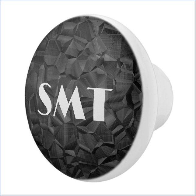 Art Deco Black Textured Monogram Ceramic Knob (Creator Uploaded)