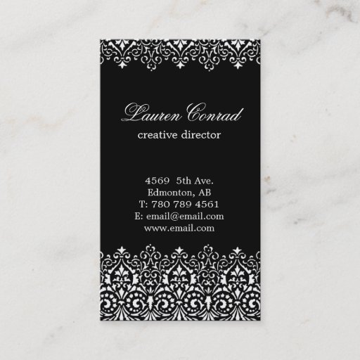 Customizable Art Deco Black Vertical Business Card with Monogra