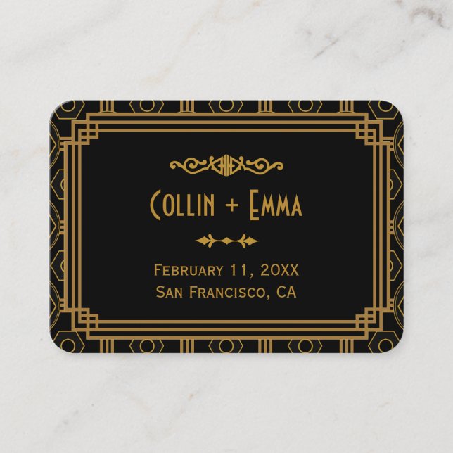 Art Deco Black Wedding Place Cards (Front)