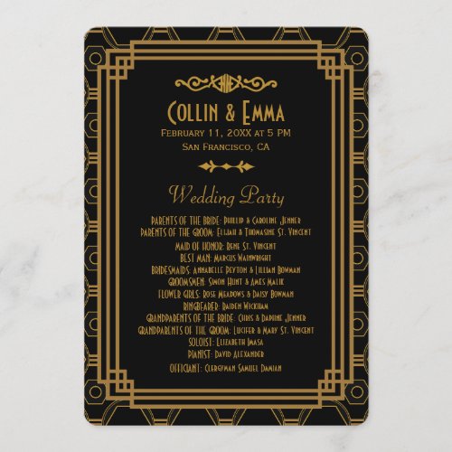 Art Deco Black Wedding Programs
