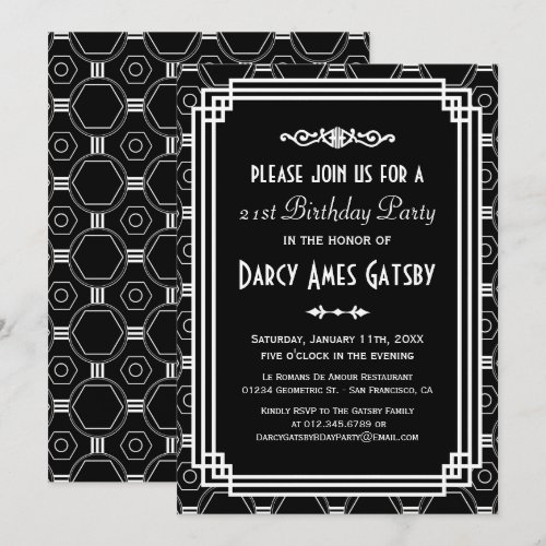 Art Deco Birthday Party Invitations