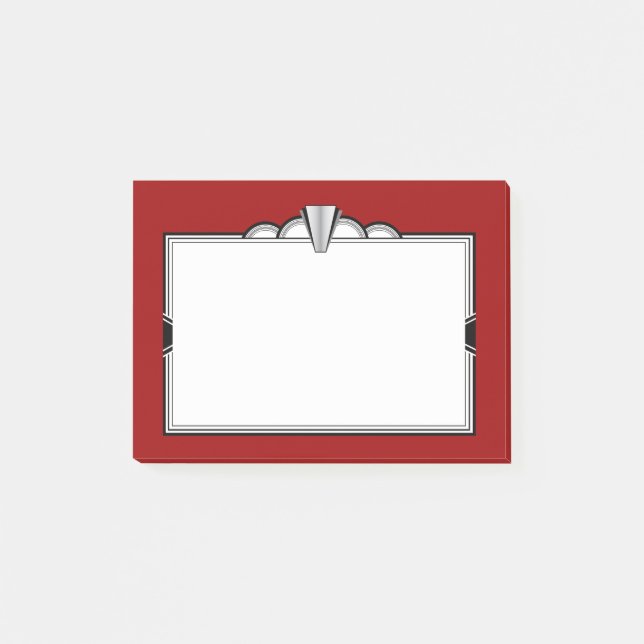 Art Deco Black, White & Dark Red Post-it Notes (Front)