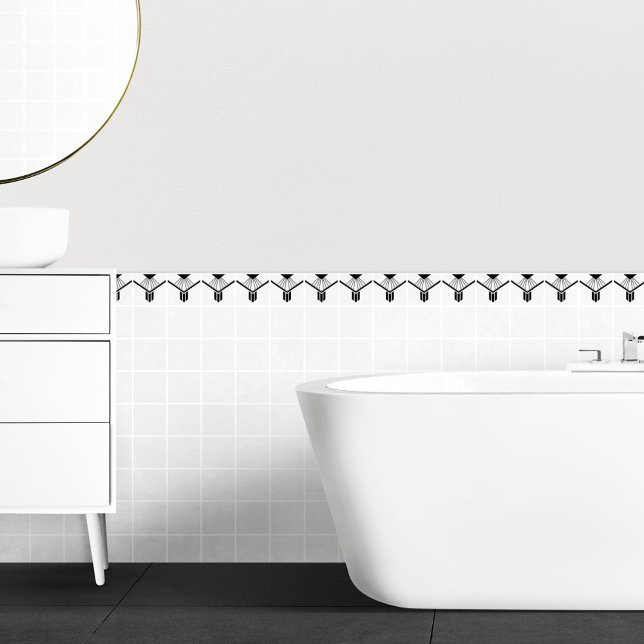 Art Deco Black White Elegant Geometric Border Ceramic Tile (Creator Uploaded)